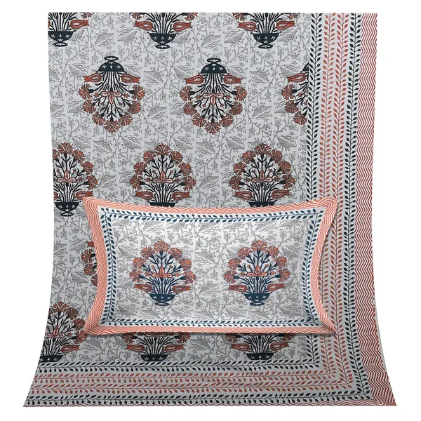 Orange_Cotton_Rajwada_Empire_Double_Bedsheet_With_Pillow_Cover_108_X_108_Cm